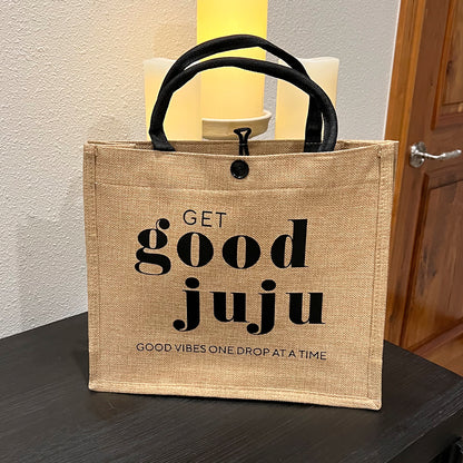 Tote Bag – Eco-Friendly, Reusable Jute Bag with Positive Vibes